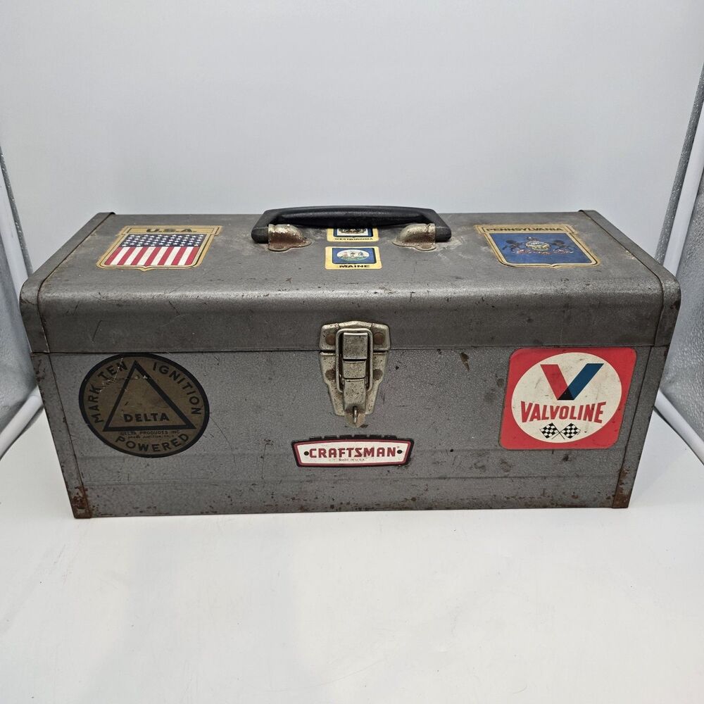 Vintage Crown Logo Craftsman Sears Mechanic’s Toolbox w Tray 65013 17x7x7.5” USA
